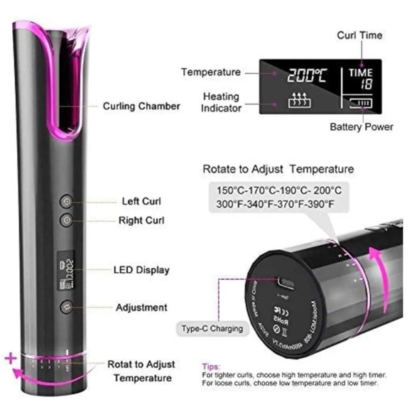 Rechargeable Cordless Hair Curler MDJ-808 - Picture 5 of 8